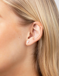 Sterling Silver Diamante Cross Stud - link has visual effect only