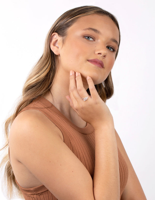 Sterling Silver Diamante Open Ring