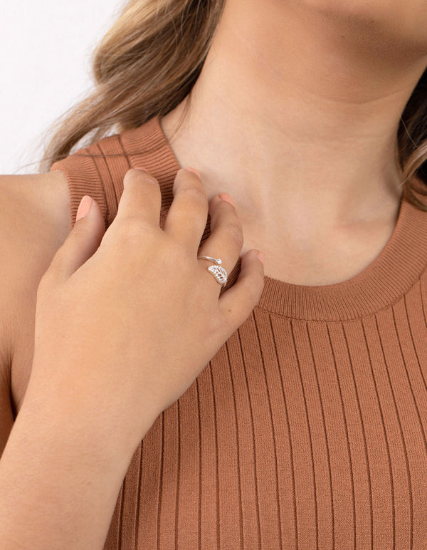 Sterling Silver Diamante Open Ring