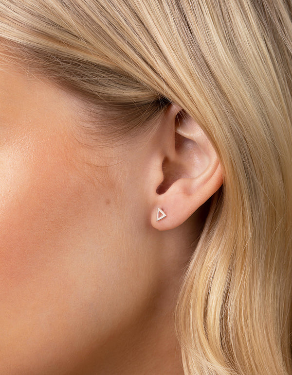 Sterling Silver Triangle And Circle Studs