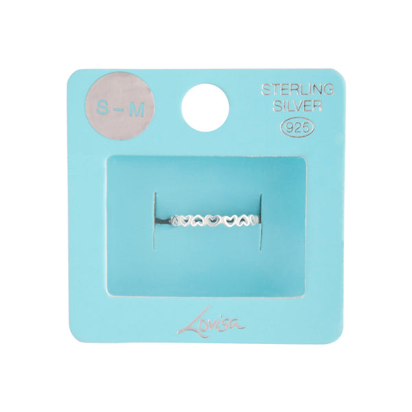Sterling Silver Cut-Out Linking Heart Ring