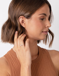Sterling Silver Diamante Stone And Band Ring - link has visual effect only