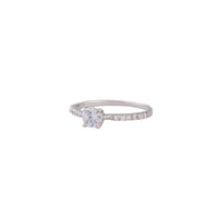 Sterling Silver Diamante Stone And Band Ring - link has visual effect only