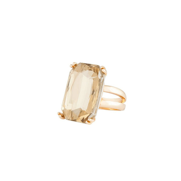 Gold Facet Stone Cushion Set Ring