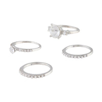 Rhodium Diamante Multi Stack Ring Pack - link has visual effect only