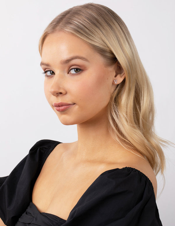 Sterling Silver Triangle Bar Earrings Duo
