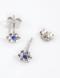 Sterling Silver Diamante Flower Necklace and Earrings Set - link has visual effect only