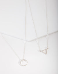 Sterling Silver Open Triangle Circle Necklace 2 Pack - link has visual effect only