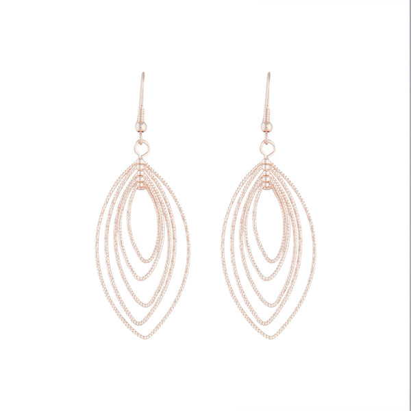 Rose Gold Textured Marquise Drop Earrings