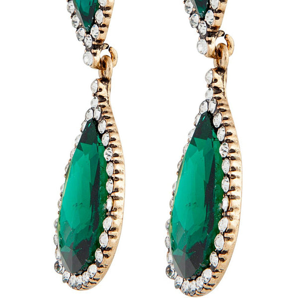 Emerald And Crystal Angelina Earrings