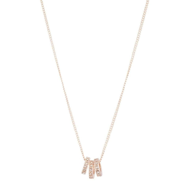 Rose Gold And Diamante Ring Trio Necklace