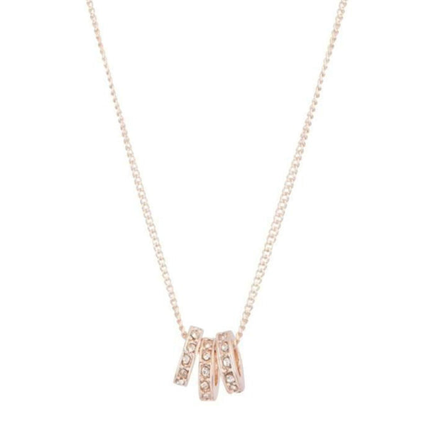 Rose Gold And Diamante Ring Trio Necklace