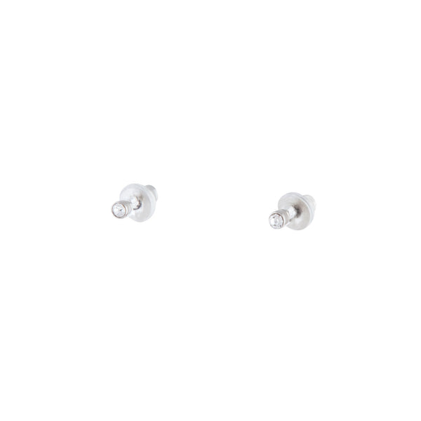 Rhodium Tiny Diamante Stud Earrings