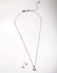 Rhodium Earrings and Necklace Gift Box - link has visual effect only
