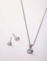 Rhodium Earrings and Necklace Gift Box - link has visual effect only