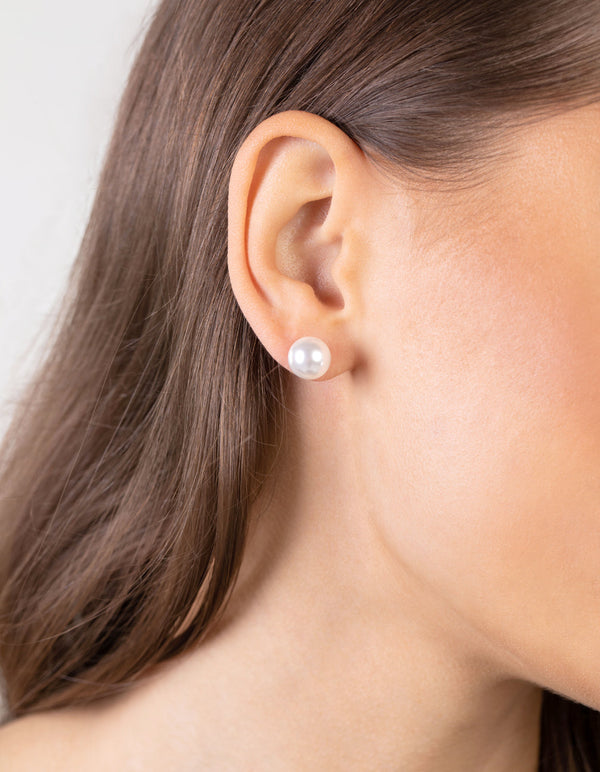 Silver Polished Ball Stud Earring 3 Pack