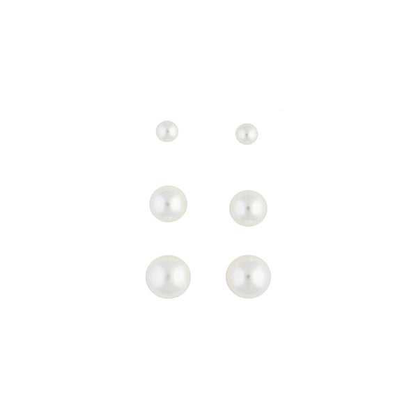 Silver Polished Ball Stud Earring 3 Pack