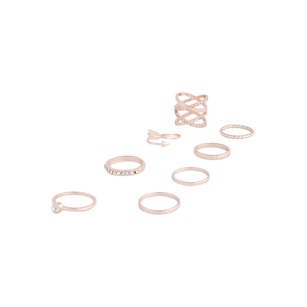 Rose Gold Double Crossover Arrow Ring 8 Pack