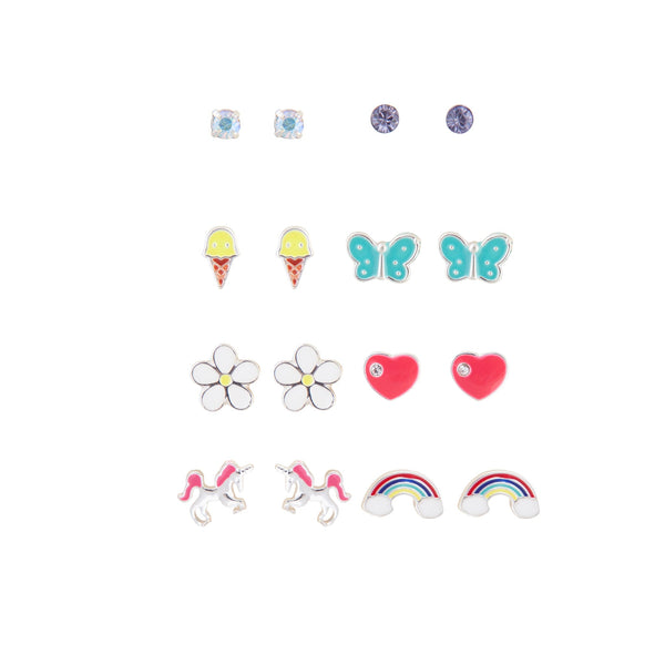 8 Pack Unicorn Rainbow Stud Earring
