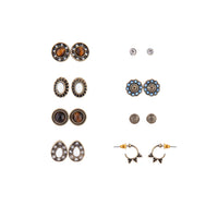 Antique Gold & Neutral 8 Pack Stud Earring - link has visual effect only