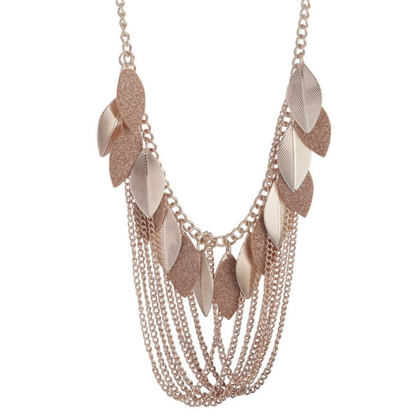 Rose Gold Leaf Chain Drape Necklace