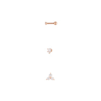 Rose Gold Surgical Steel Trio Diamante Cartilage Piercing - link has visual effect only