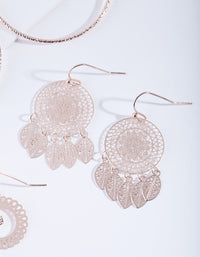 Rose Gold Filigree Earring 3 Pack - link has visual effect only