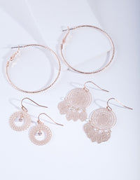 Rose Gold Filigree Earring 3 Pack - link has visual effect only
