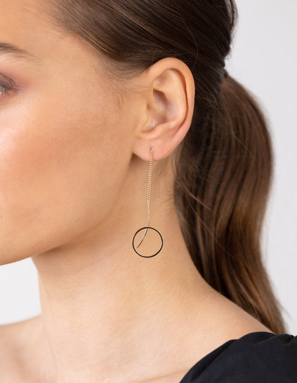 Circle Thread Drop Earrings In Gold