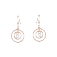 Rose Gold Diamante Bead Double Circle Earrings - link has visual effect only
