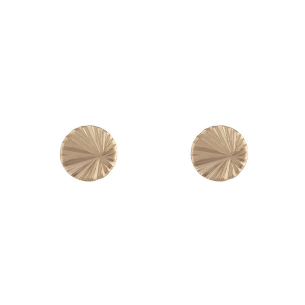 Gold Textured Wheel Stud Earrings