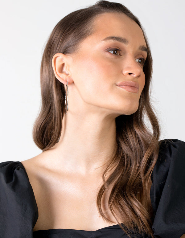 Silver Diamond Cut Hoop Earrings