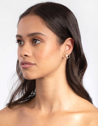 Gold Pearl Wired Flower Stud Earrings - link has visual effect only