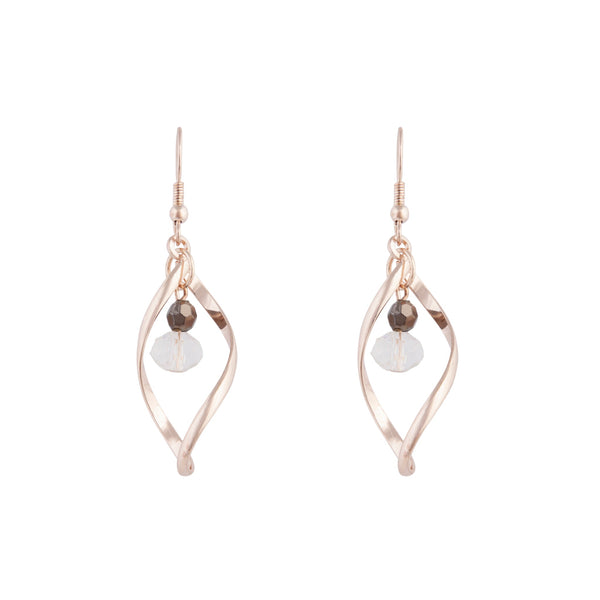 Rose Gold Twist Bead Drop Earrings