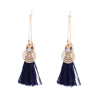 Midnight Fine Tassel Hoop Charm Earrings - link has visual effect only