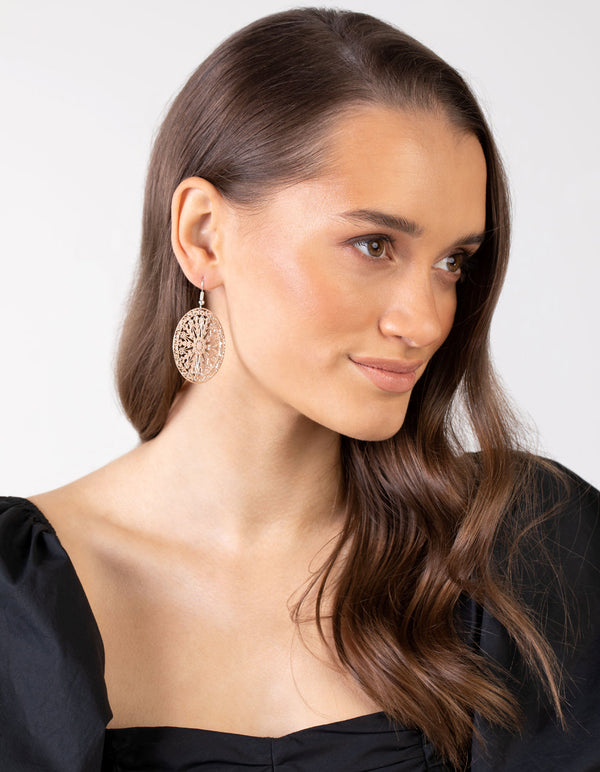 Silver Large Stamp Filigree Disc Earrings
