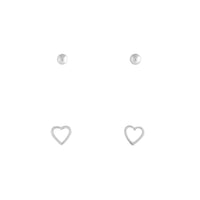 Sterling Silver Bead And Heart Stud Pack - link has visual effect only