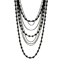 Layered Black Bead Lariat Necklace - link has visual effect only