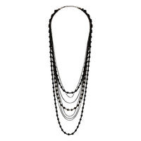 Layered Black Bead Lariat Necklace - link has visual effect only