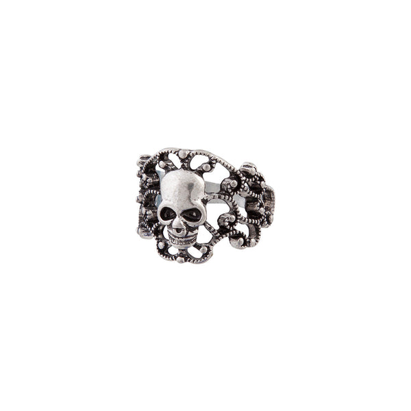 Antique Silver Skull Cluster Ring