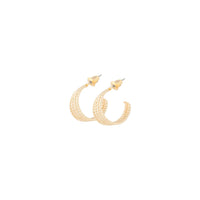 Gold Four Row Diamond Cut Hoop Earrings - link has visual effect only