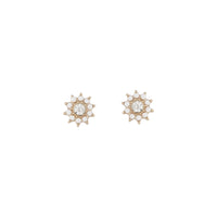 Gold White Flower Diamante Stud Earrings - link has visual effect only