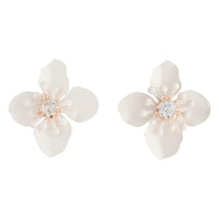 White Matte Metal Orchid Stud Earrings - link has visual effect only