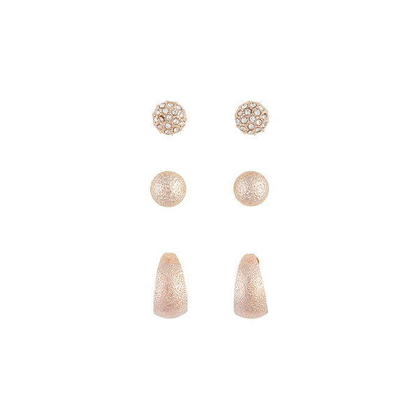 Dome Rose Gold Sandblast Earring 3 Pack