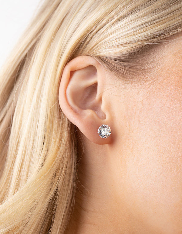 Sterling Silver Cubic Zirconia 2 CT Stud Earrings