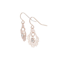 Ornate Rose Gold Drop Earrings With Centre Diamante - link has visual effect only