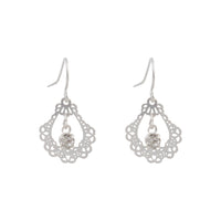 Ornate Silver Drop Earrings With Centre Diamante - link has visual effect only
