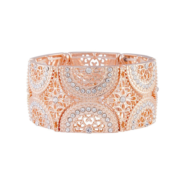 Rose Gold Filigree & Diamante Cuff