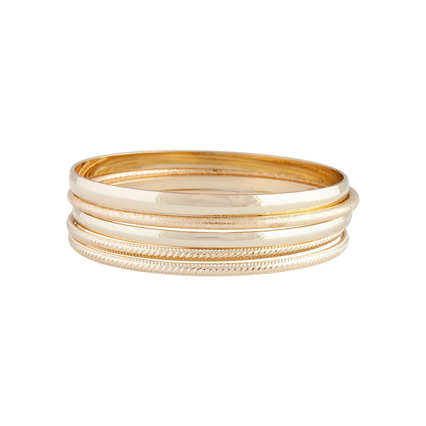 Gold Texture Metal Bangle Pack