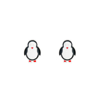 Black White Rhodium Penguin Stud Earrings - link has visual effect only
